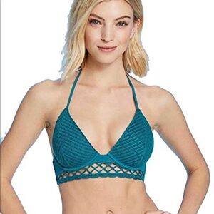 NWT Shade & Shore Women's Crochet Bikini Top OceanBlue
